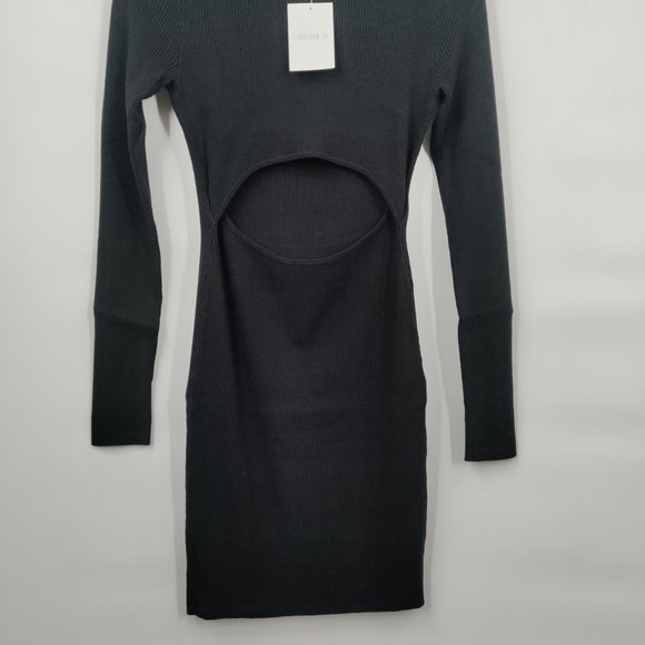 Forever 21 Ribbed Cutout Mini Dress Black, Small - Picture 4 of 11
